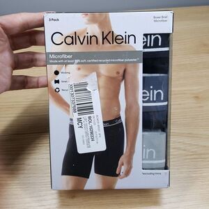 CALVIN KLEIN Boxer Brief Mens Medium Black Gray Blue 3-Pack Microfiber Logo
